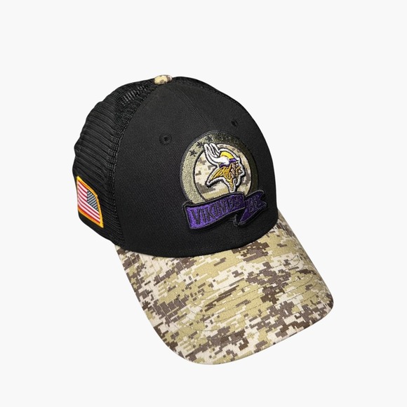 New Era Other - New Era Minnesota Vikings Hat Mens OSFM Black Camo Salute to Service Snapback